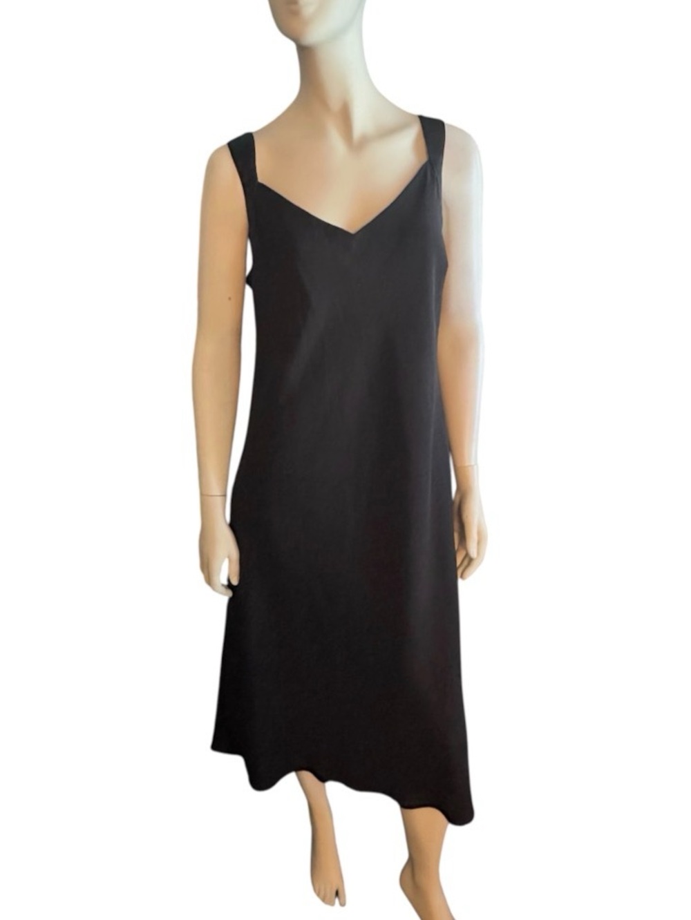 Vintage Evan Picone Slip Dress with Criss Cross Cage Design Back Black 16 NWT